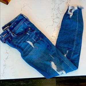 Express ripped skinny mid rise jean